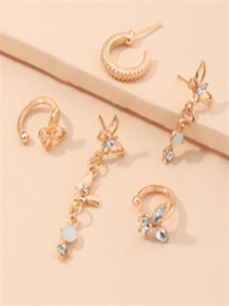 Buy URBANIC Set Of 5 Gold Toned Earrings Earrings For Women 15833680