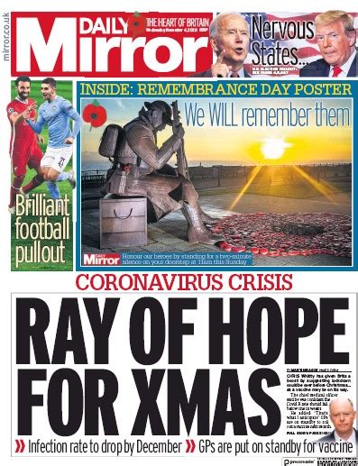 Daily Mirror Uk Front Page For 4 November 2020 Paperboy Online