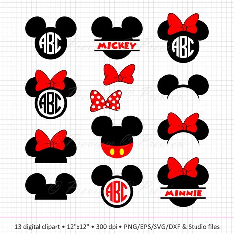 Buy 2 Get 1 Free Digital Clipart Mickey Mouse Head Monogram