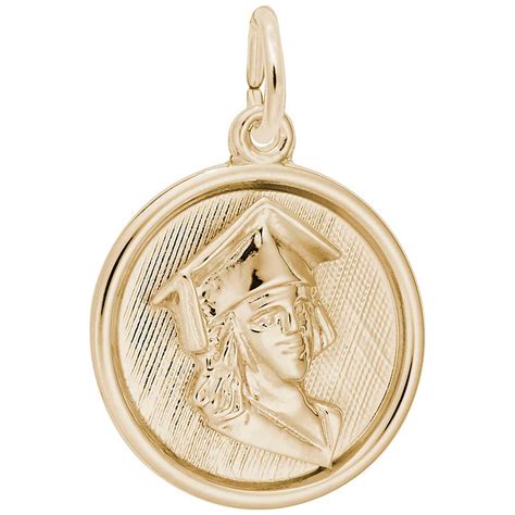 Rembrandt Girl With Graduation Cap On Disc Charm Gold Plated Silver