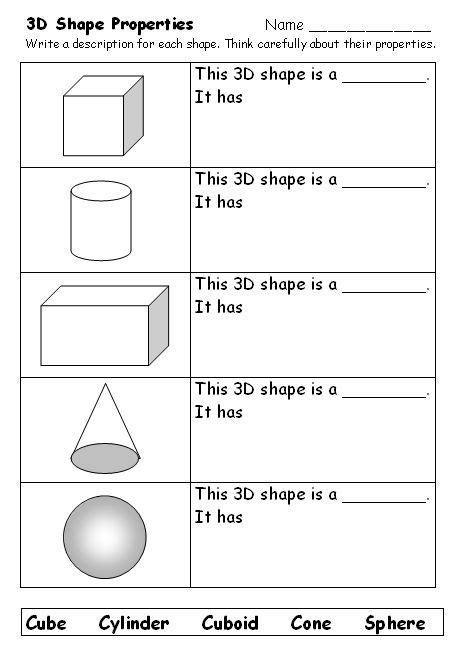 What Am I Naming 3d Shapes Teaching Resources Shapes Worksheets