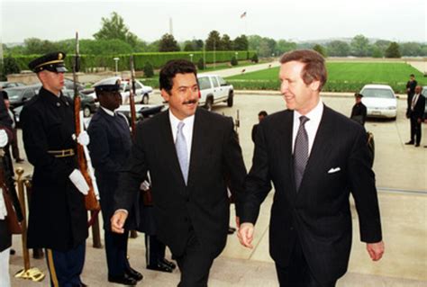 Colombian Minister Of Defense Ramirez Is Escorted Into The Pentagon By Secretary Cohen