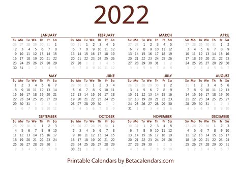 2022 Calendar Beta Calendars