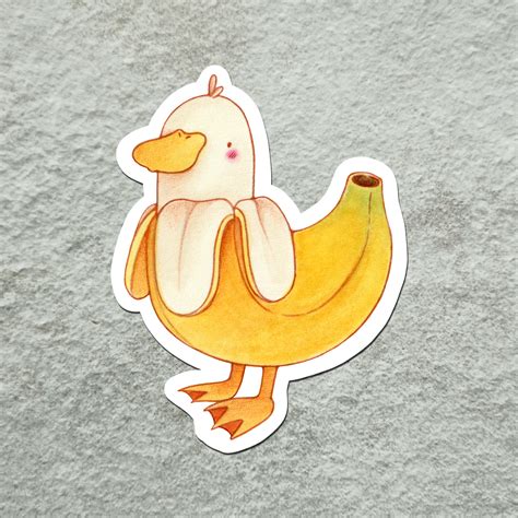 Banana Duck Sticker Funny Animal Sticker Cute Duck Sticker Etsy Uk