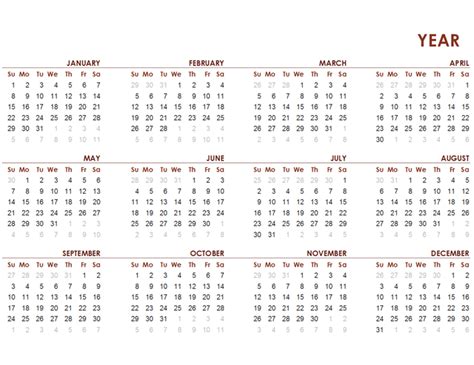Calendario Mundial Del Año Completo
