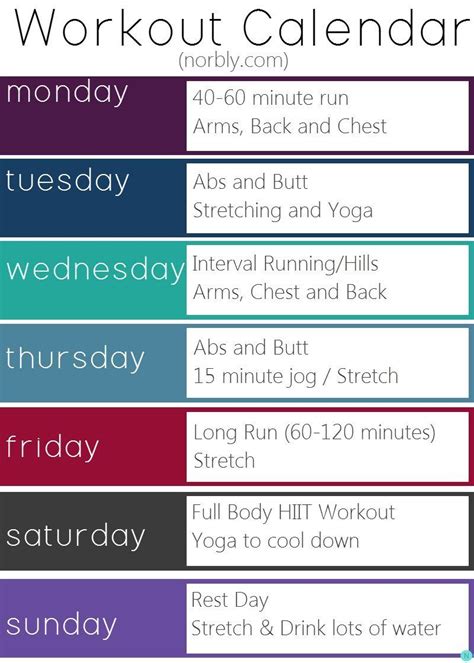 Weekly Workout Schedule To Help You With The Norbly40 Challenge 40