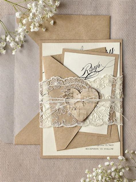 Custom Listing 100 Rustic Lace Wedding Invitation Calligraphy