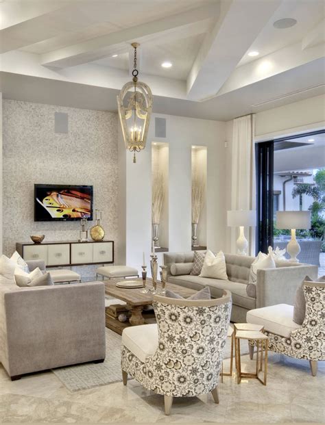 Stunning All Beige And Gold Glam Living Room Decor With Beige Velvet