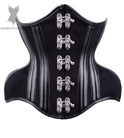 Black Steel Boned Open Cup Corset Hot Satin Steampunk Pointed Underbust Halter Push Up Corset