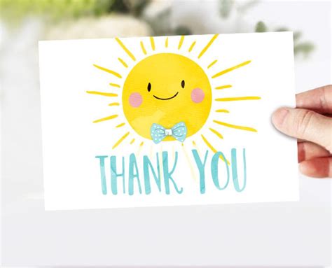 Little Sunshine Thank You Card Birthday Baby Shower Thank You Etsy