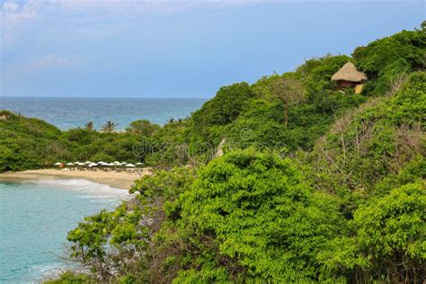 Tayrona National Park Surrounded By Turquoise Sea And White Sand Beach