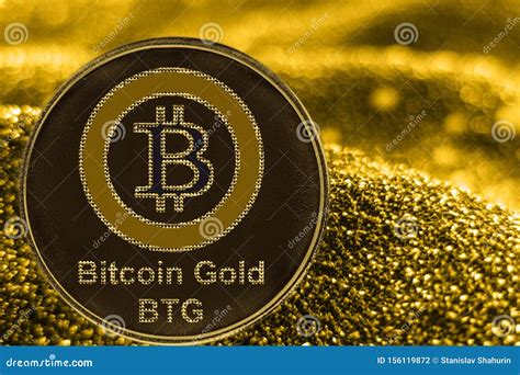 Coin Cryptocurrency Bitcoin Gold Btg Token On Golden Background Stock