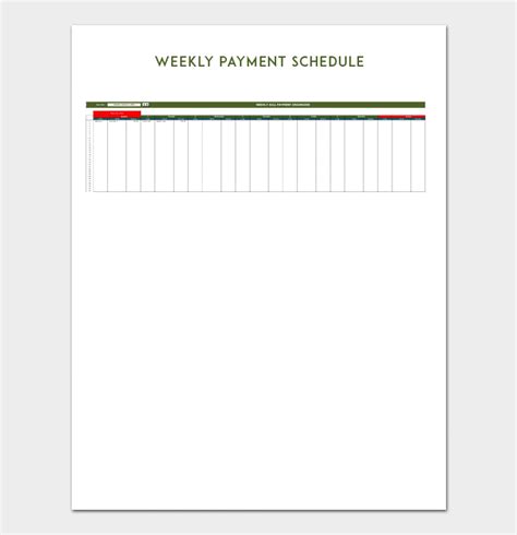 Payment Schedule Template 5 For Word Excel And Pdf