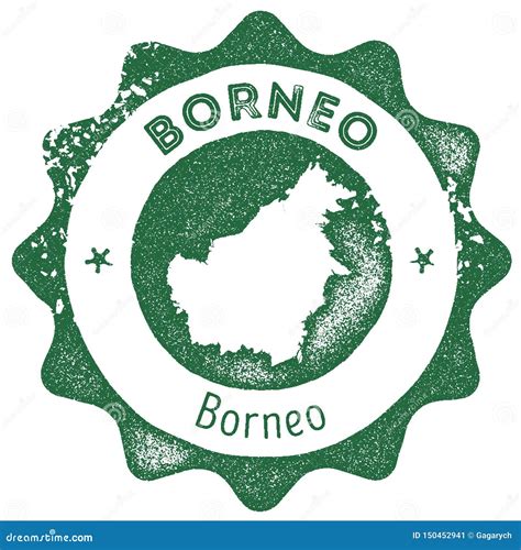 Sello Del Vintage Del Mapa De Borneo Ilustración del Vector