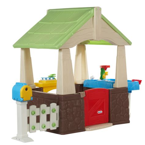 It measures 5 x 8 when you include the front porch. Children Playhouse Plastic Kids Outdoor Garden Backyard ...