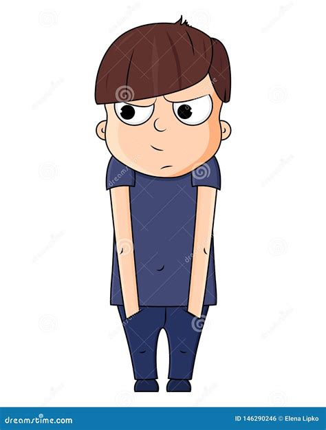Cute Cartoon Boy With Jealous Emotions Vector Illustration Vektor