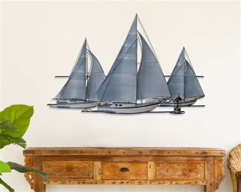 At The Races Nautical Metal Wall Art Sailboat