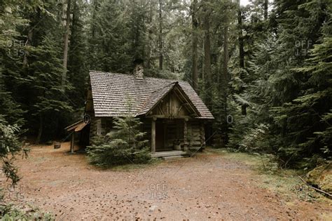 Rustic Log Cabin In The Woods Stock Photo Offset