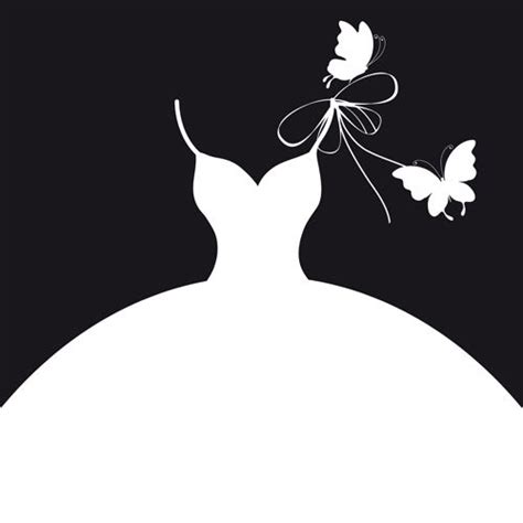 Beautiful Wedding Dress Silhouette Design Vector 02 Wedding Dress