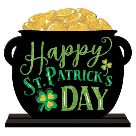 Amscan 11 5 In X 12 In St Patrick S Day Mdf Pot Of Gold Table Sign 2 Pack 242037 The Home
