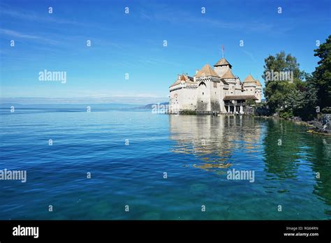 Chateau De Chillon Castle And Mountains It Is A Medieval Fortress On