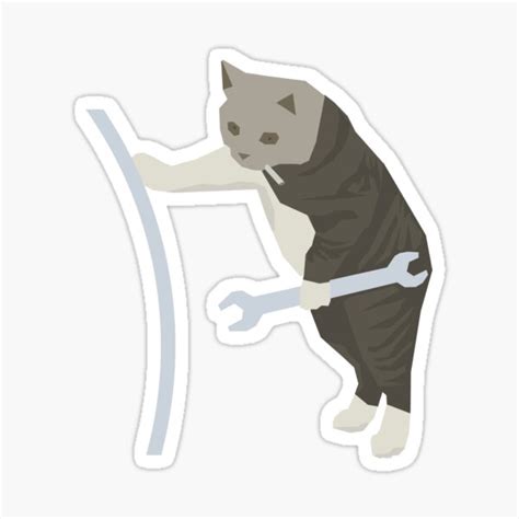Cat Mechanic Cute Minimalistic Cat As A Mechanic Design Sticker By