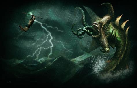 Brown Sea Monster Digital Wallpaper Digital Art Fantasy Art Creature