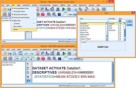 Data manipulations and advanced topics. SPSS - how to change font