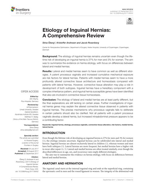 Pdf Etiology Of Inguinal Hernias A Comprehensive Review