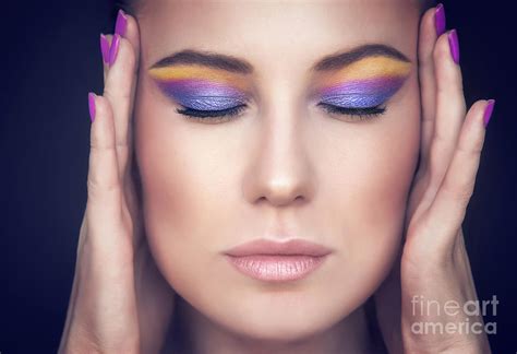 Beautiful Woman Face With Colorful Makeup Photograph By Anna Om Pixels