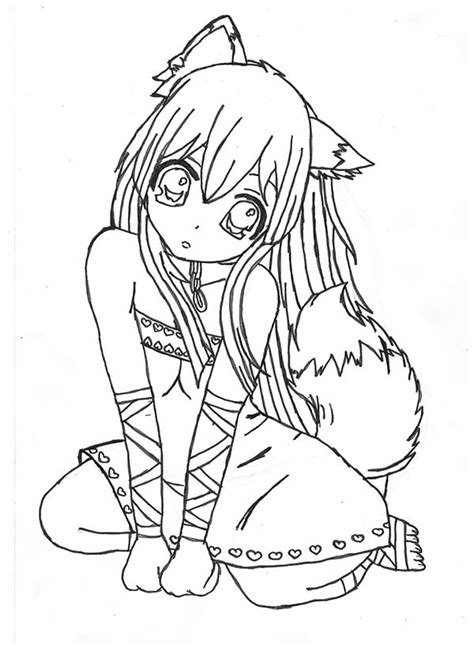 Chibi Fox Girl Anime Coloring Page Chibi Fox Girl Anime