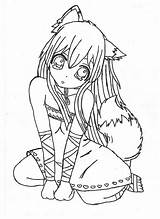 Coloring Anime Fox Girl Chibi sketch template