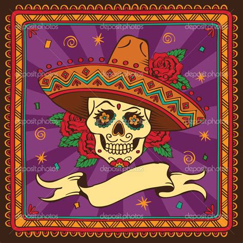 frame with mexican skull — stock vector © rvvlada 32477511 mexican skulls mexican sugar