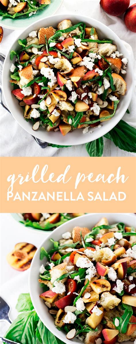Grilled Peach Panzanella Salad Recipe Yummy Salad Recipes Panzanella Salad Peach Salad