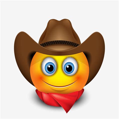 Cute Smiling Emoticon Wearing Cowboy Hat Emoji Smiley Stock Image The