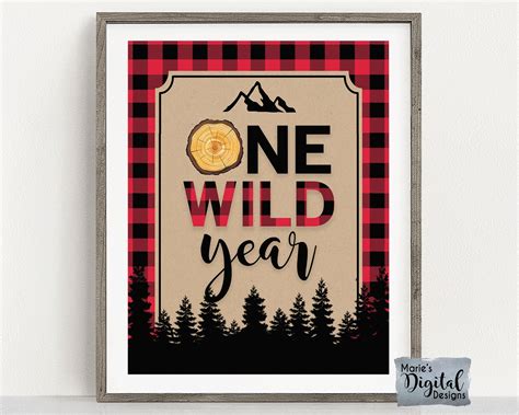 Instant Download One Wild Year Printable Birthday Party Sign Etsy