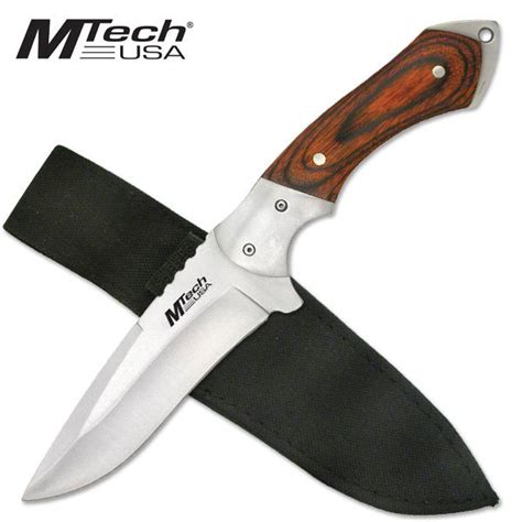 Mtech 9 Stainless Drop Point Fixed Blade Knife Mt 080 With Pakkawood