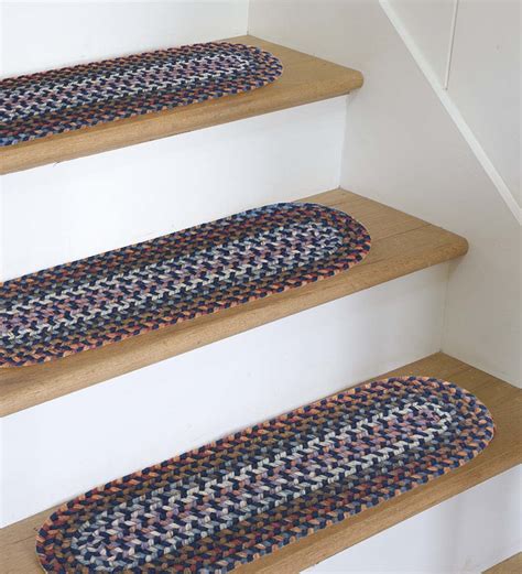 Blue Ridge Wool Oval Braided Stair Treads Set Of 4 Moss Multi Plow