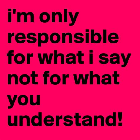 Im Only Responsible For What I Say Not For What You Understand Post