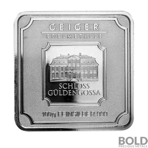 100 Gm Geiger Edelmetalle Silver Square Bar Bold Precious Metals