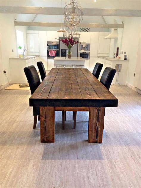 It's where friends gather for birthdays, holidays and dinner parties. Chunky Solid wood Rustic Magnum Beam Dining table in 2020 ...