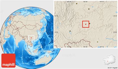 Shaded Relief Location Map Of Anshun Shi