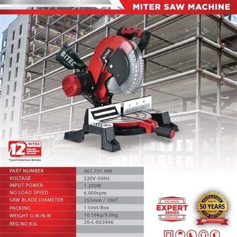 Jual Miter Saw Mesin Gergaji Alumunium Kayu 10 Inch Bitec Msm R1210b Di