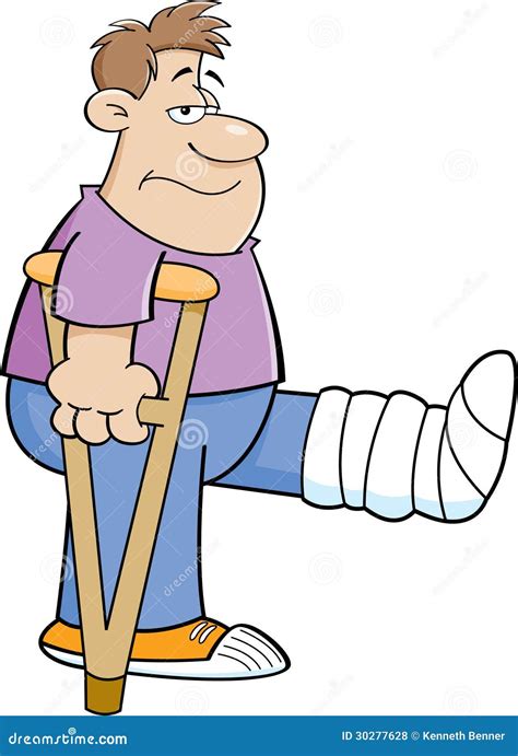 Cartoon Man On Crutches Stock Vector Illustration Of Crutches 30277628