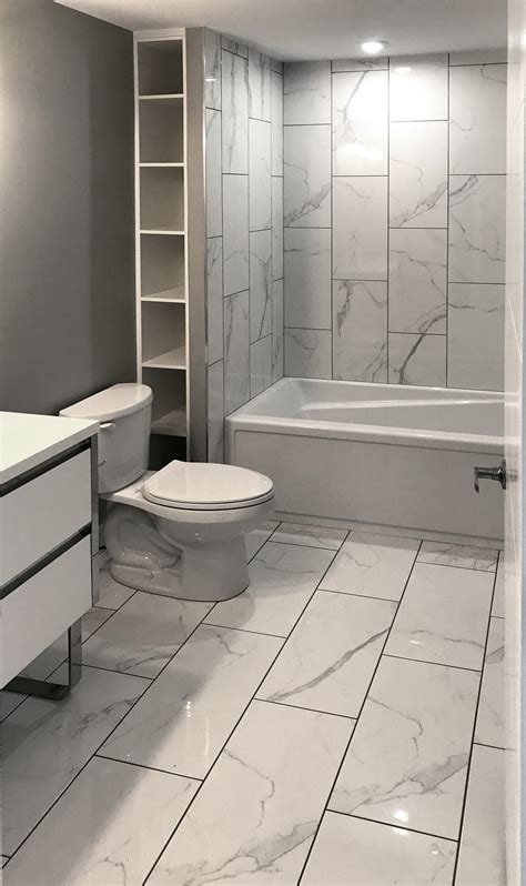 It's no wonder marble is considered the king of the natural stones. 12x24 Tile In Small Bathroom