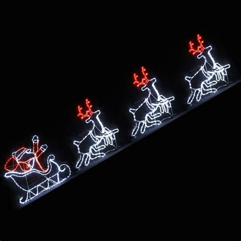 Animated 410cm Led Santa On Sleigh With 3 Reindeer