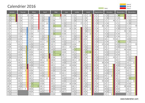 Calendrier Scolaire 2016 Calendar Page
