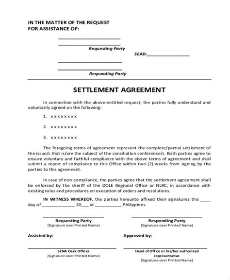 Property Settlement Agreement Sample Separation Agreement Template