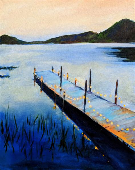 Lake And Dock Painting Archival Print Of Original Oil Painting Etsy