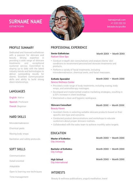 Esthetician Resume Example And Template 2023 Free Download